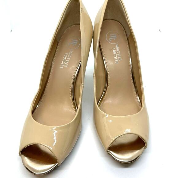 Mootsies Tootsies Peep Toe Nude Color Low Heel Open Toe heels size 8 - Picture 7 of 10